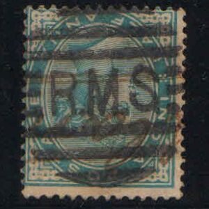 R.M.S. (Railway Mail Service) Postmark on Queen Victoria Half Anna Stamp