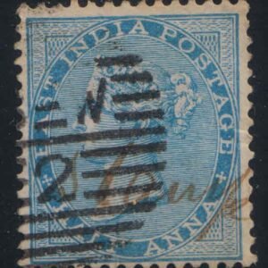 East India Stamp postmarked W/2 (JC Type 22A) on Half anna Blue
