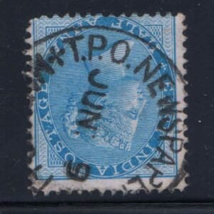 East India Postmarked TPO Newspapers (Travelling Post Office) on Half Anna Blue