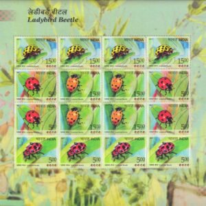 India 2017 MNH Lady Bird Beetle Sheetlet of 16 Stamps