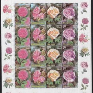 India 2007 Fragrance of Roses Se-tenant Complete Sheetlet of 16 Stamps