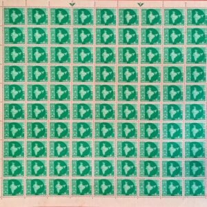 India Definitive 1957 MNH Map 8np Complete Sheet of 90 Stamps