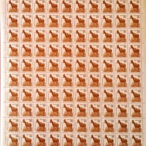 India Definitive 2000 MNH Nilgiri Tahr Complete  Sheet of 100 Stamps