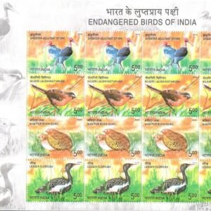 India 2006 MNH Endangered Birds of India Sheetlet of 12 Stamps