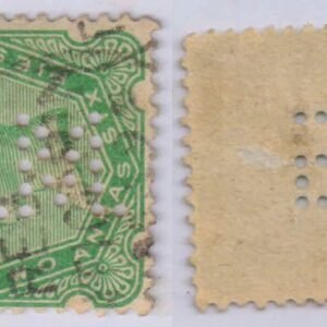B.M. perfin on british india victoria stamp
