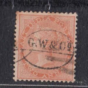 British India Cancellations G.W. & Co on East India 2 Anna Stamp