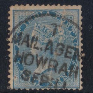 British India Cancellations MAIL AGENT HOWRAH on East India One Anna Stamp