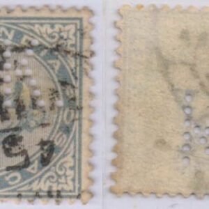 perfin on 3 pies british india queen victoria stamp