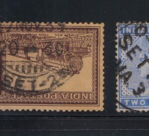 Railway Cancellations SET1,SET2, SET3, SET5 on 4 British India Stamps