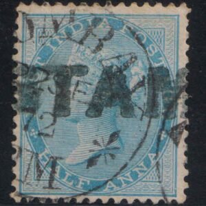 British India Postmarked STAMP on East India Half Anna Stamp