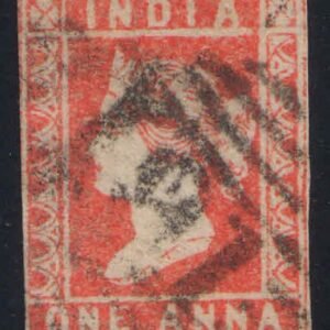 East India  Lithograph 1854 One Anna Red Condition: Cut into Outer Frames