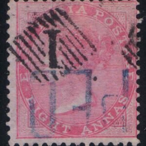 Early India Cancellations JC Type 4f Bombay Cancellation on East India 8 Anna Stamp