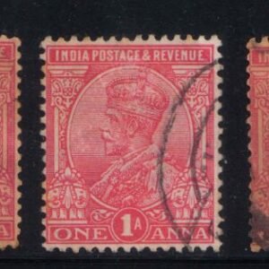 King George V 1911 watermark Single Star One Anna 3 Different Used Stamps