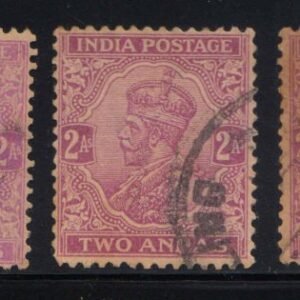 King George V 1911 watermark Single Star 2 Anna 3 Different Used Stamps