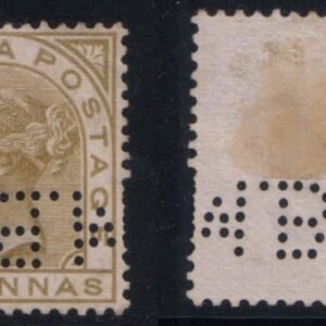 British India Perfins MBT on 6 Annas Bank of Madras Stamp